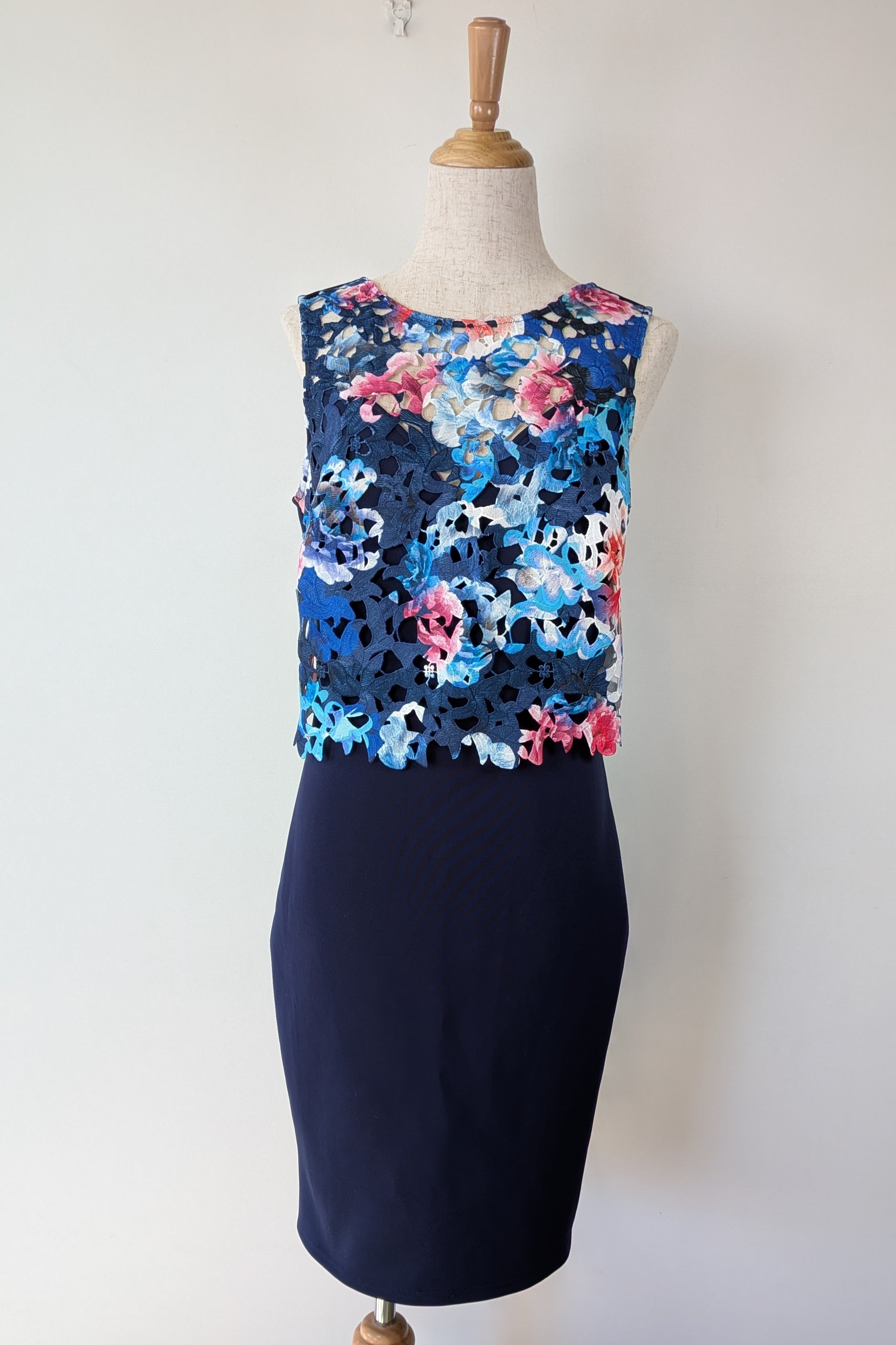 Lipsy of London Floral Overlay Navy Blue Dress Size 12 Brand New With Tags RRP $139.95
