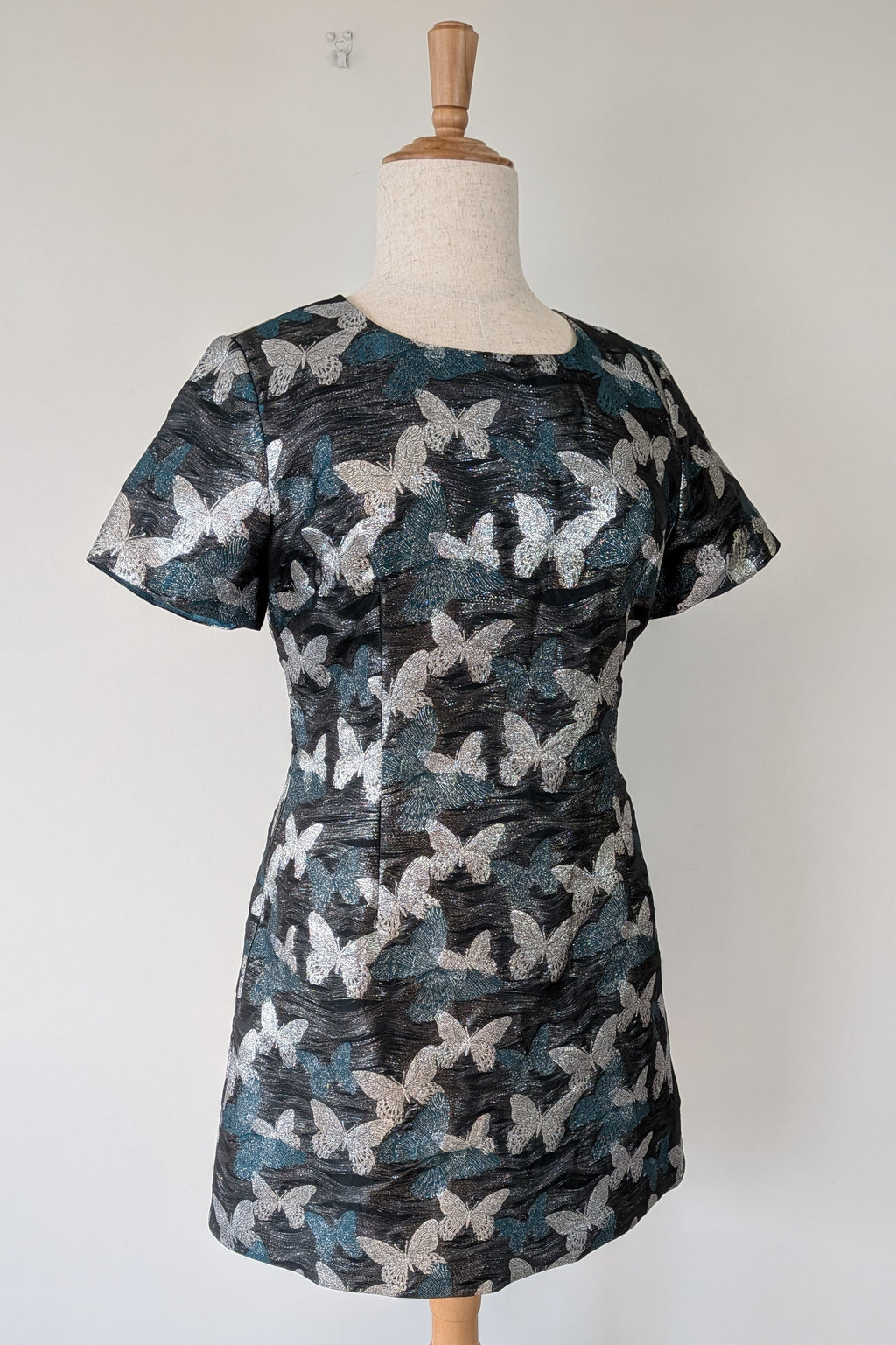 Contony Black Label Metallic Butterfly Sheath Mini Dress Size 14/16