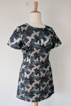 Contony Black Label Metallic Butterfly Sheath Mini Dress Size 14/16