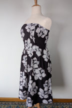 City Chic Strapless Fit and Flare Black Rose Midi Dress Size L