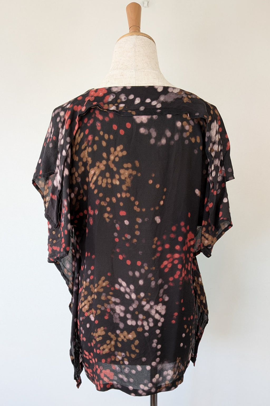 Vintage Y2K Kingan Jones 100% Silk Abstract Dot Top Size 12