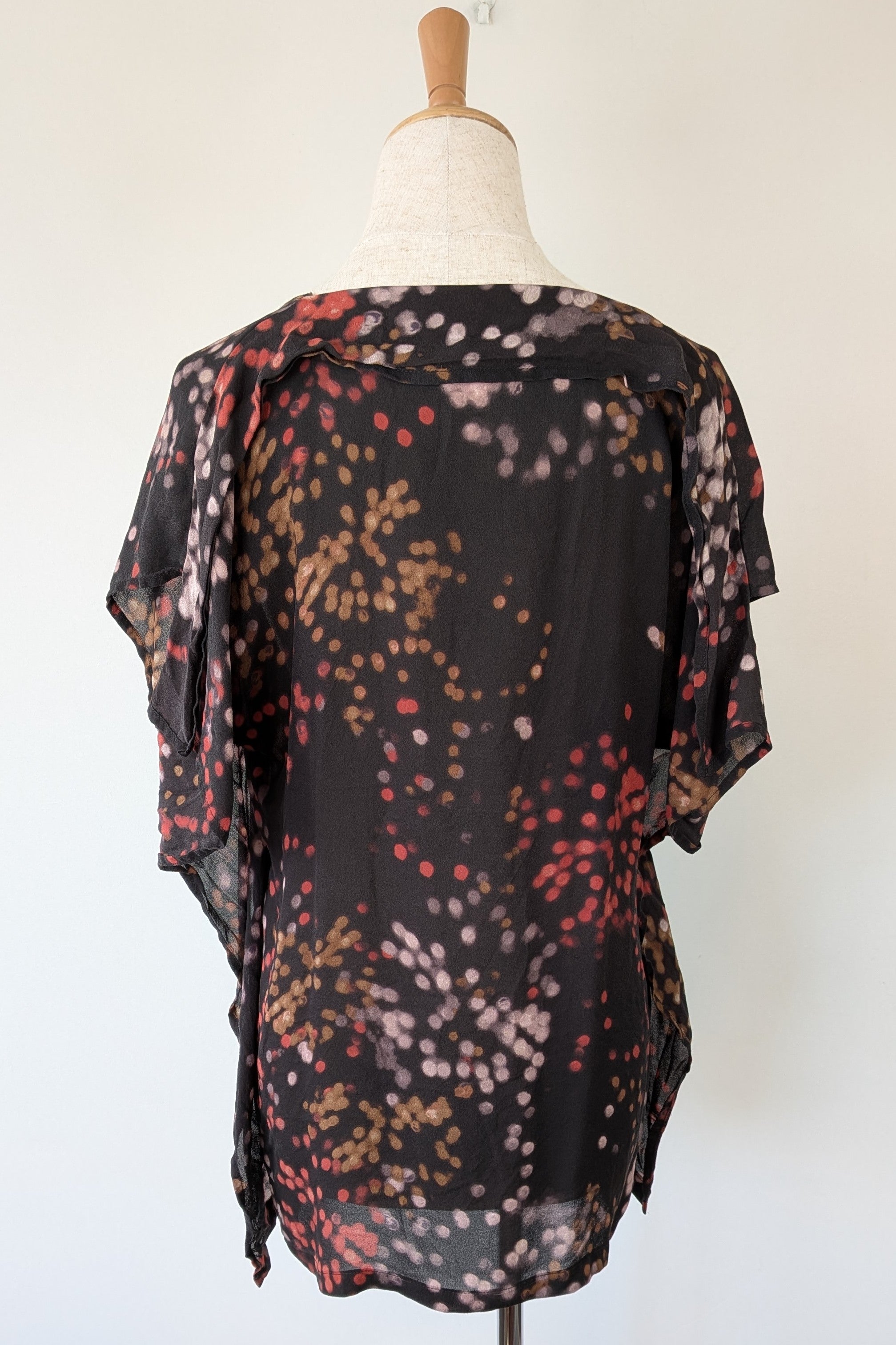 Vintage Y2K Kingan Jones 100% Silk Abstract Dot Top Size 12