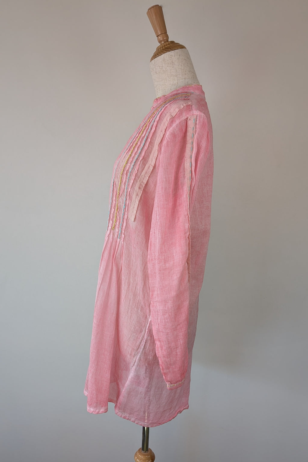 Nemuki Pink Embroidered 100% Cotton Gauze Kurta Tunic Size M