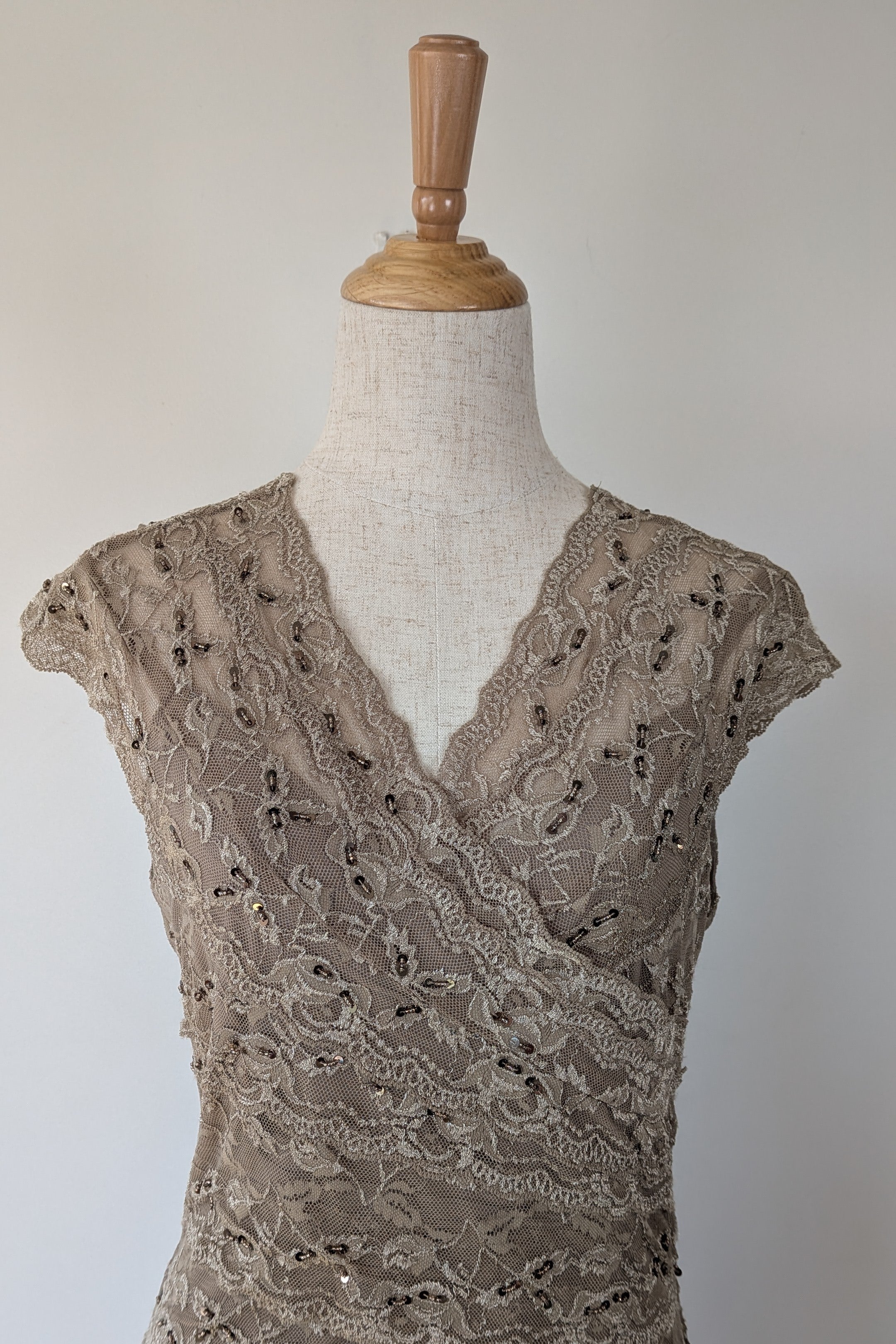 Grace Hill Antique Gold Lace Dress Size 12 Brand New With Tags