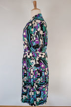 Vintage 80s Styled By Antonia Abstract Pattern Dress Size 16