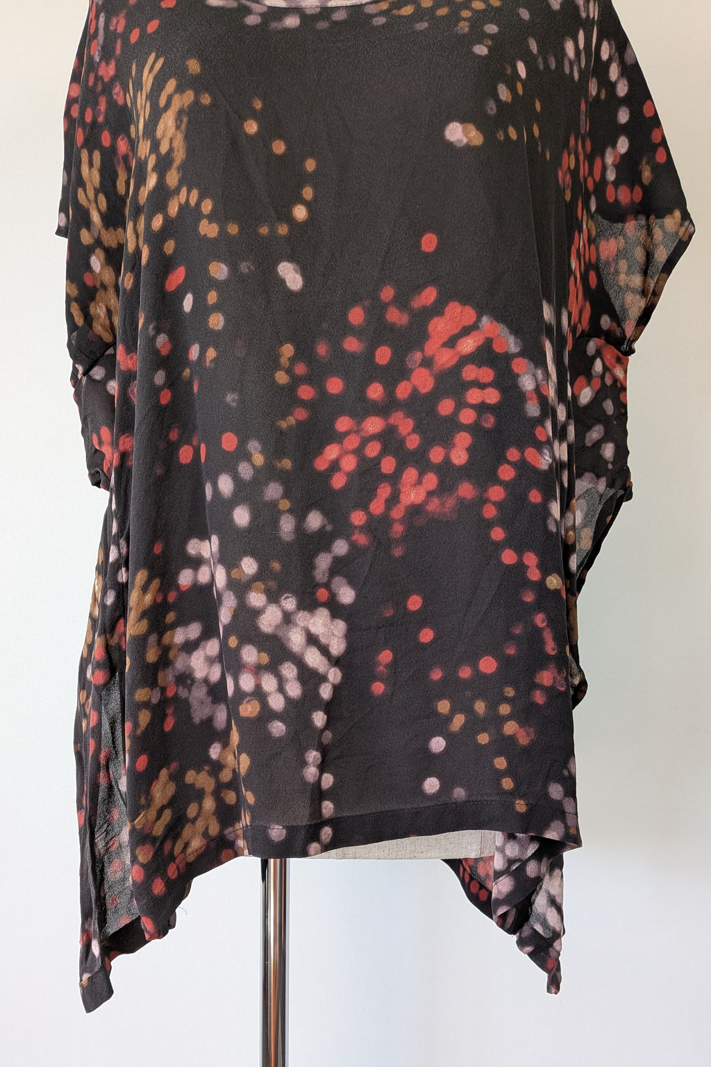 Vintage Y2K Kingan Jones 100% Silk Abstract Dot Top Size 12