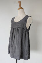 Montaigne Grey Pur Frayed Singlet Top in Linen Size S