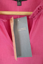 Liz Jordan Ruffle Sleeve Linen Top in Raspberry Rose Size 8 BNWT RRP $89.99