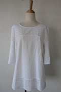 Blue Illusion 100% Organic Cotton White Embroidered Bell Sleeve Shirt Size M