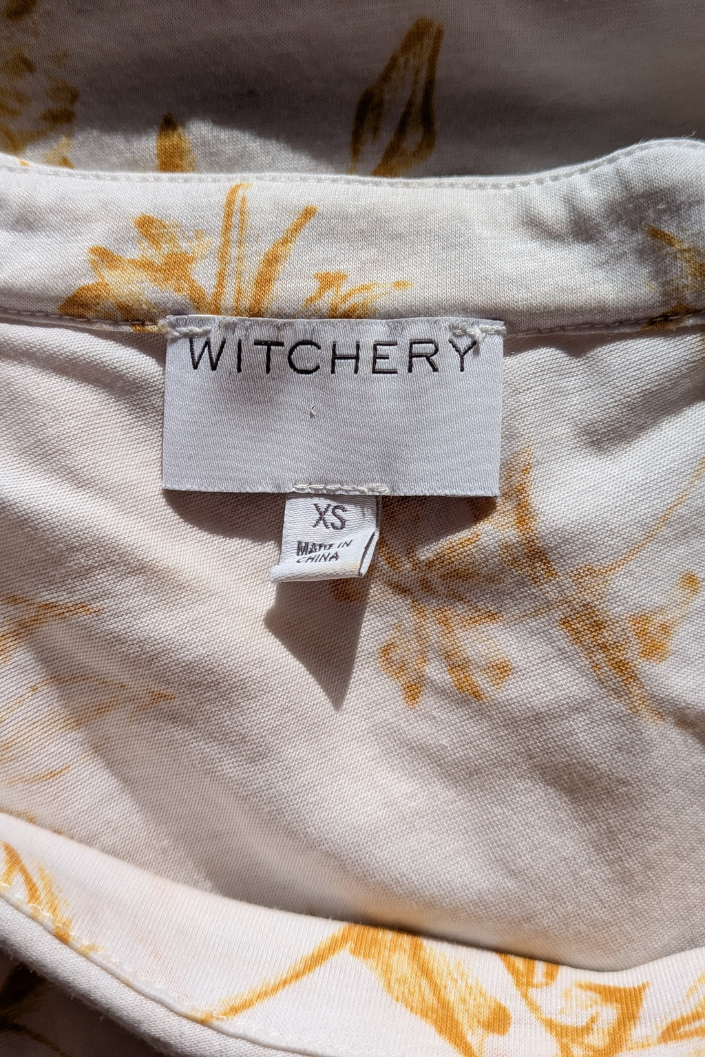 Witchery One Shoulder Ruffle Yellow Floral Top Size XS