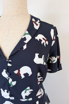 Modcloth Susan Bee Anthony Polar Bear Navy Fit & Flare Dress Size 20