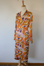 Never Fully Dressed Retro Groove Orange Wrap Midi Dress Size S