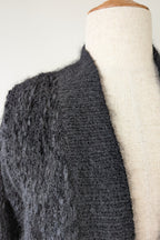 Vintage 80s Bettina Knits Black Wool Blend Bomber Cardigan Size S