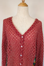 Ellis & Dewey White Label Red Wool Blend Panel Cardigan Size S