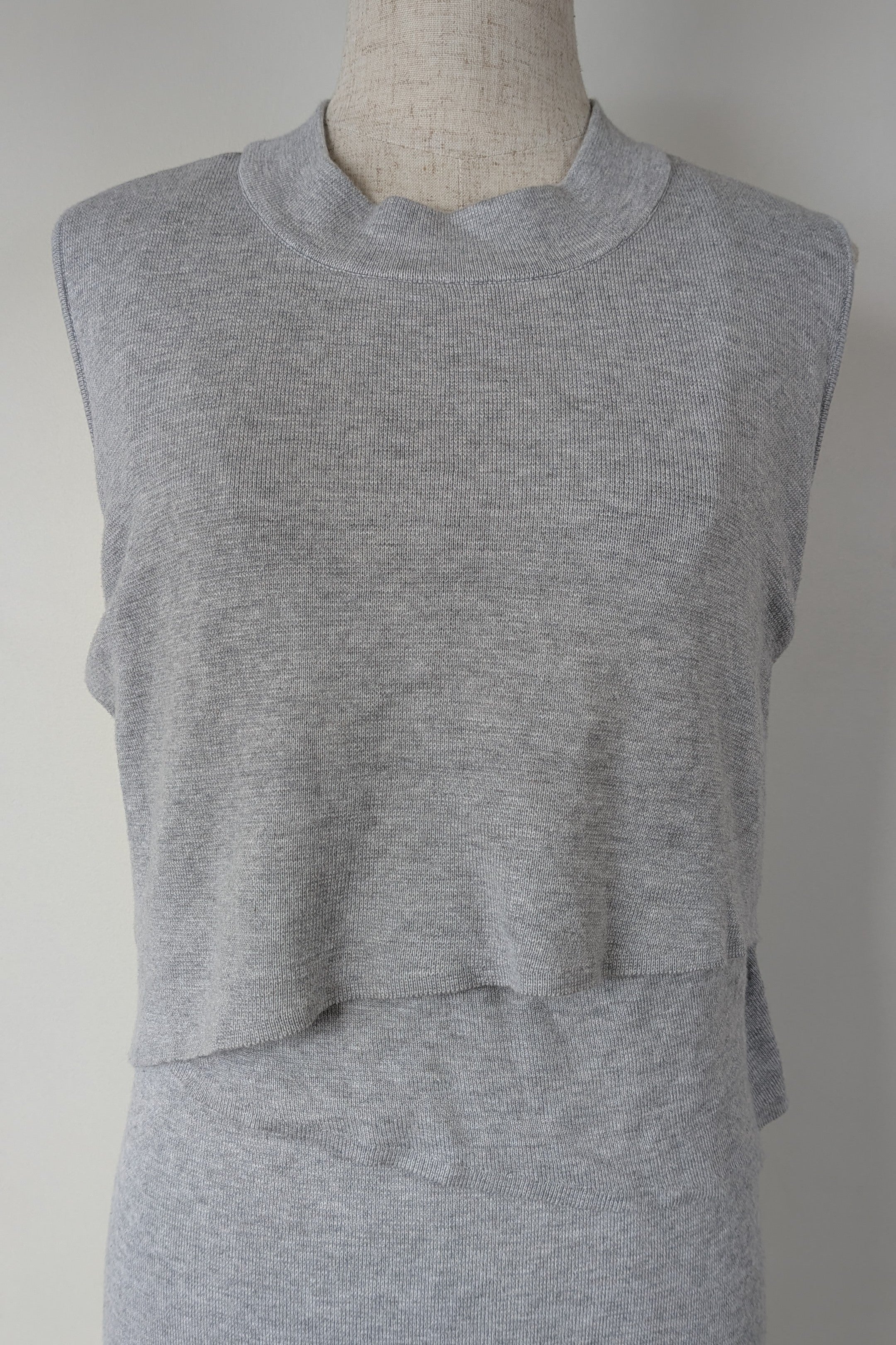 Ripe Maternity Silver Marle Layered Knit Nursing Dress Size M