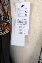 Topshop Floral Print Ruched Mini Dress Sz 14 RRP $80