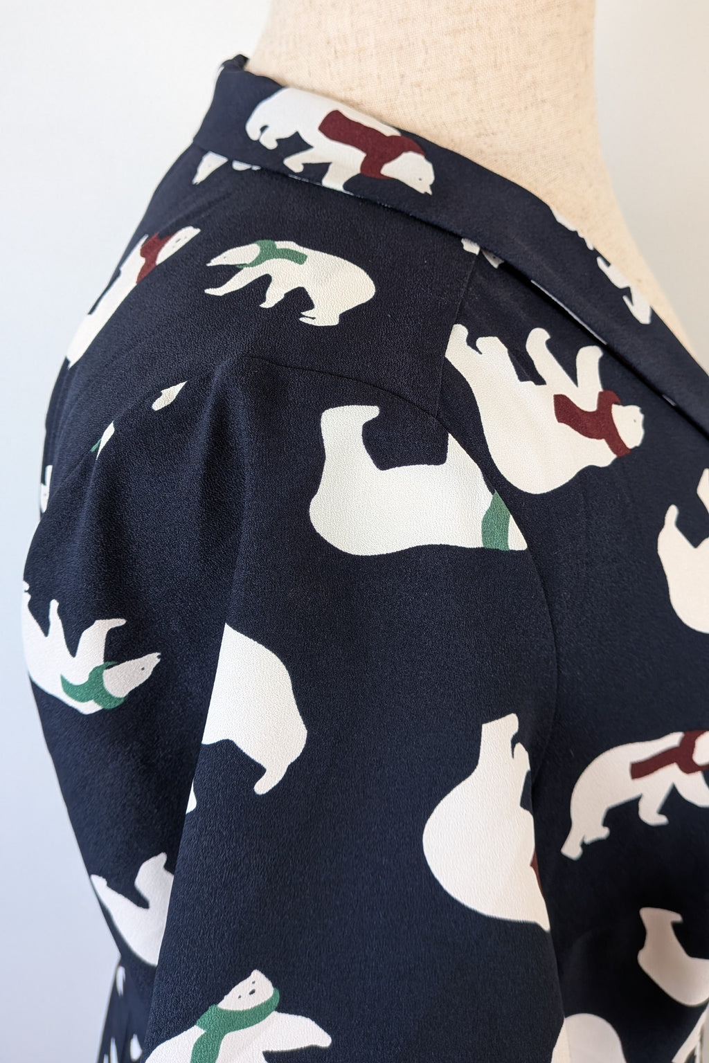 Modcloth Susan Bee Anthony Polar Bear Navy Fit & Flare Dress Size 20