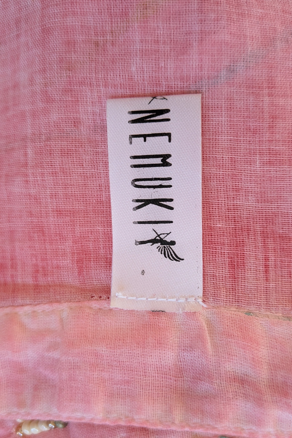 Nemuki Pink Embroidered 100% Cotton Gauze Kurta Tunic Size M