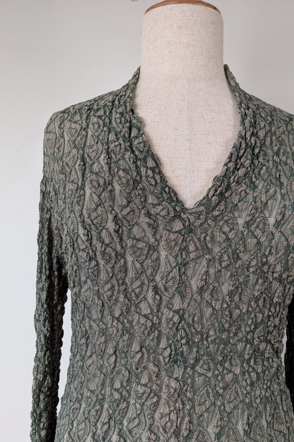 Vintage Y2K Envy Me Green Bouclé Weave Tunic One Size