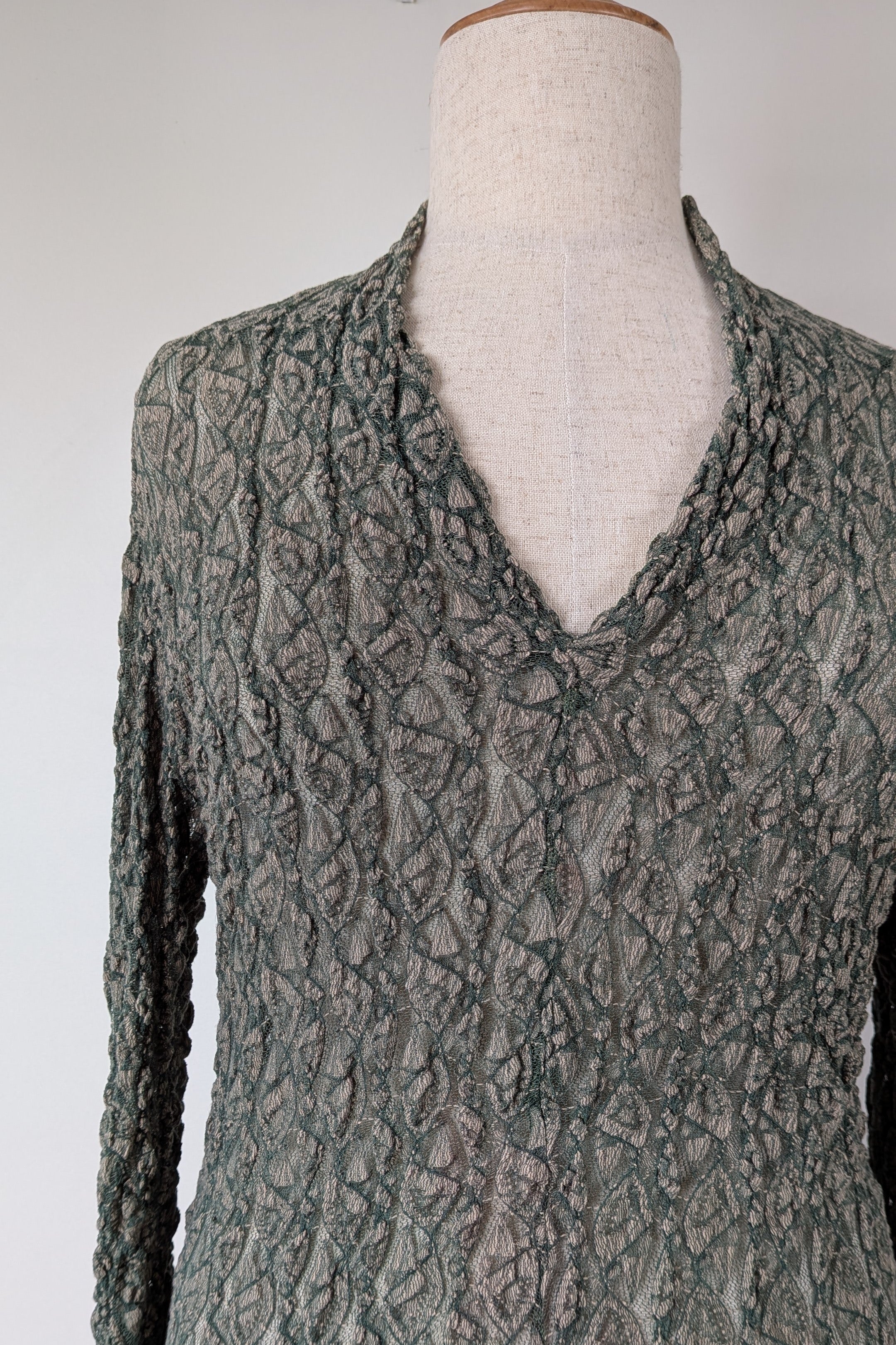 Vintage Y2K Envy Me Green Bouclé Weave Tunic One Size
