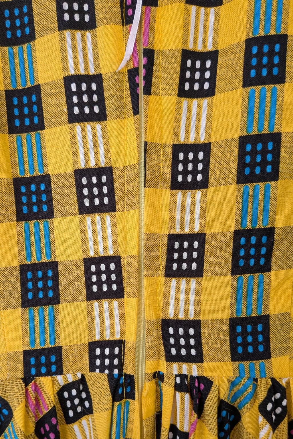 Vintage 70s Handmade Yellow Plaid Fit and Flare Midi Dress Size 4
