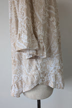 W Lane Linen Blend Beige & White Paisley Print Top Size 10