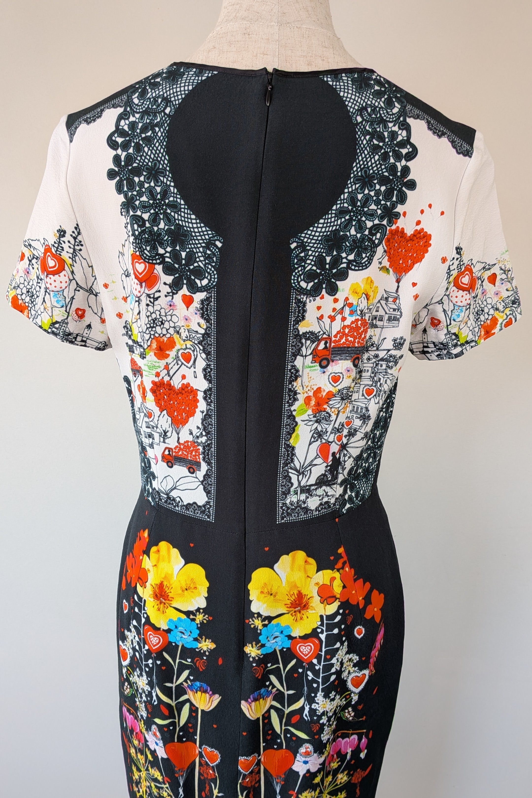 Piccione.Piccione Italian Designer Printed A-Line Dress Size 10/12
