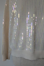 Vine Apparel White Wool Blend Iridescent Sequin Jumper Size M/L