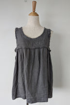 Montaigne Grey Pur Frayed Singlet Top in Linen Size S