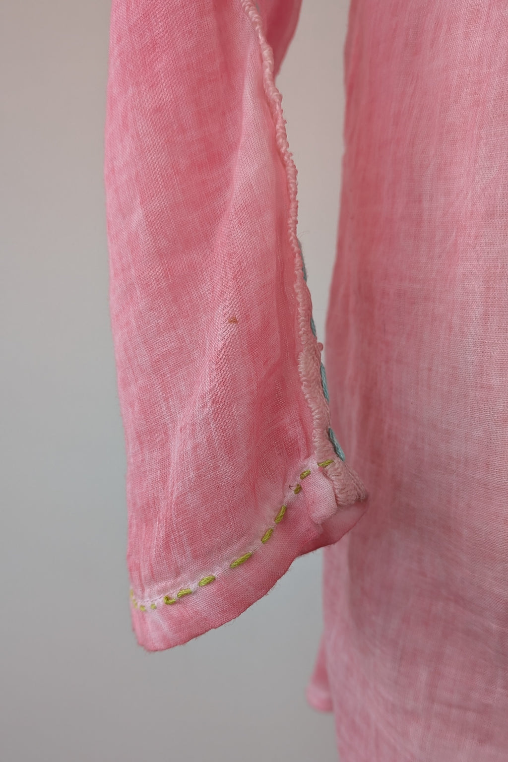 Nemuki Pink Embroidered 100% Cotton Gauze Kurta Tunic Size M