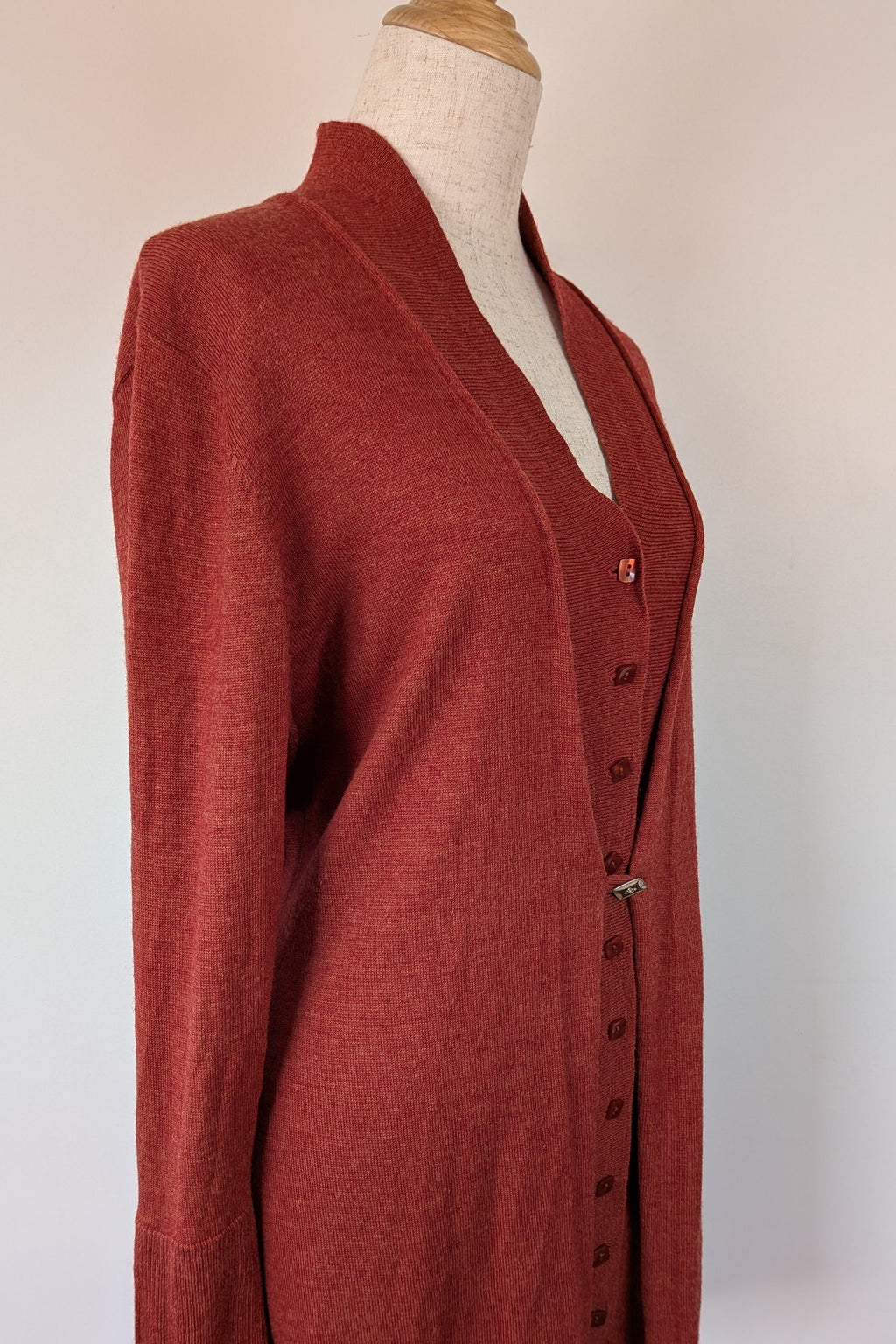 Vintage 90s Meredith Rust Long Cardigan Size 12