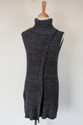 Country Road Grey Wool Cashmere Blend Rib Knit Sleeveless Turtleneck Jumper Size XS