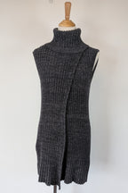 Country Road Grey Wool Cashmere Blend Rib Knit Sleeveless Turtleneck Jumper Size XS