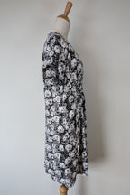 Veducci Linen Blend Floral Monochrome Dress Size 10