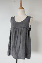 Montaigne Grey Pur Frayed Singlet Top in Linen Size S