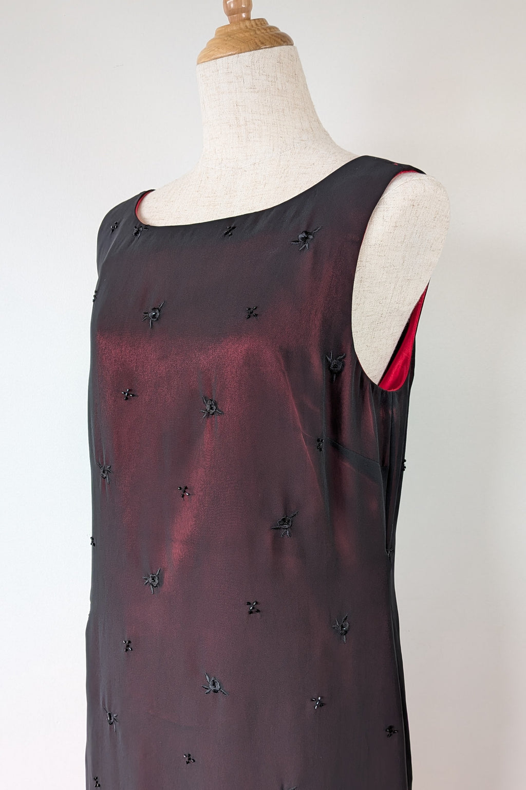 Vintage Y2K Suzanne Grae Red & Black Overlay Dress Size 12