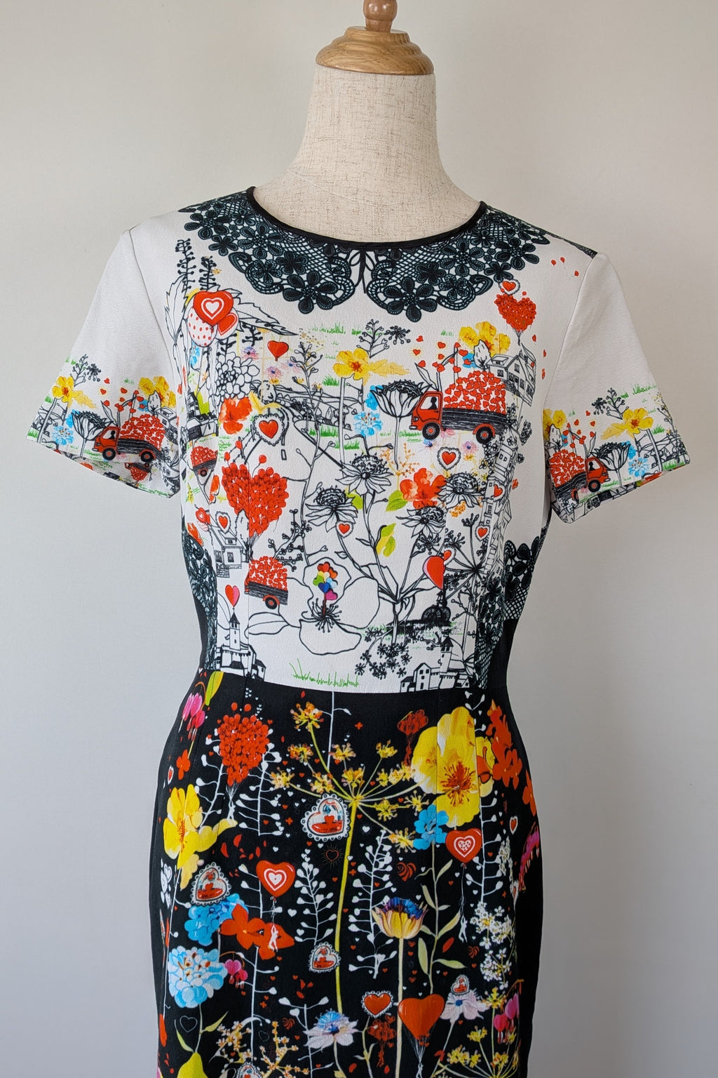 Piccione.Piccione Italian Designer Printed A-Line Dress Size 10/12