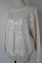 Vine Apparel White Wool Blend Iridescent Sequin Jumper Size M/L