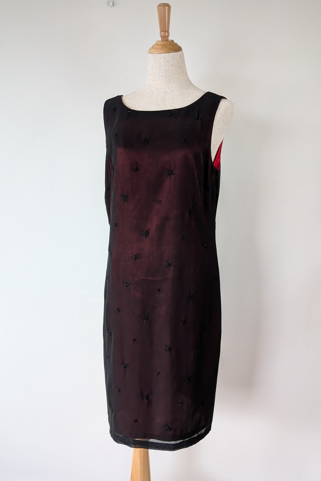 Vintage Y2K Suzanne Grae Red & Black Overlay Dress Size 12