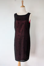 Vintage Y2K Suzanne Grae Red & Black Overlay Dress Size 12