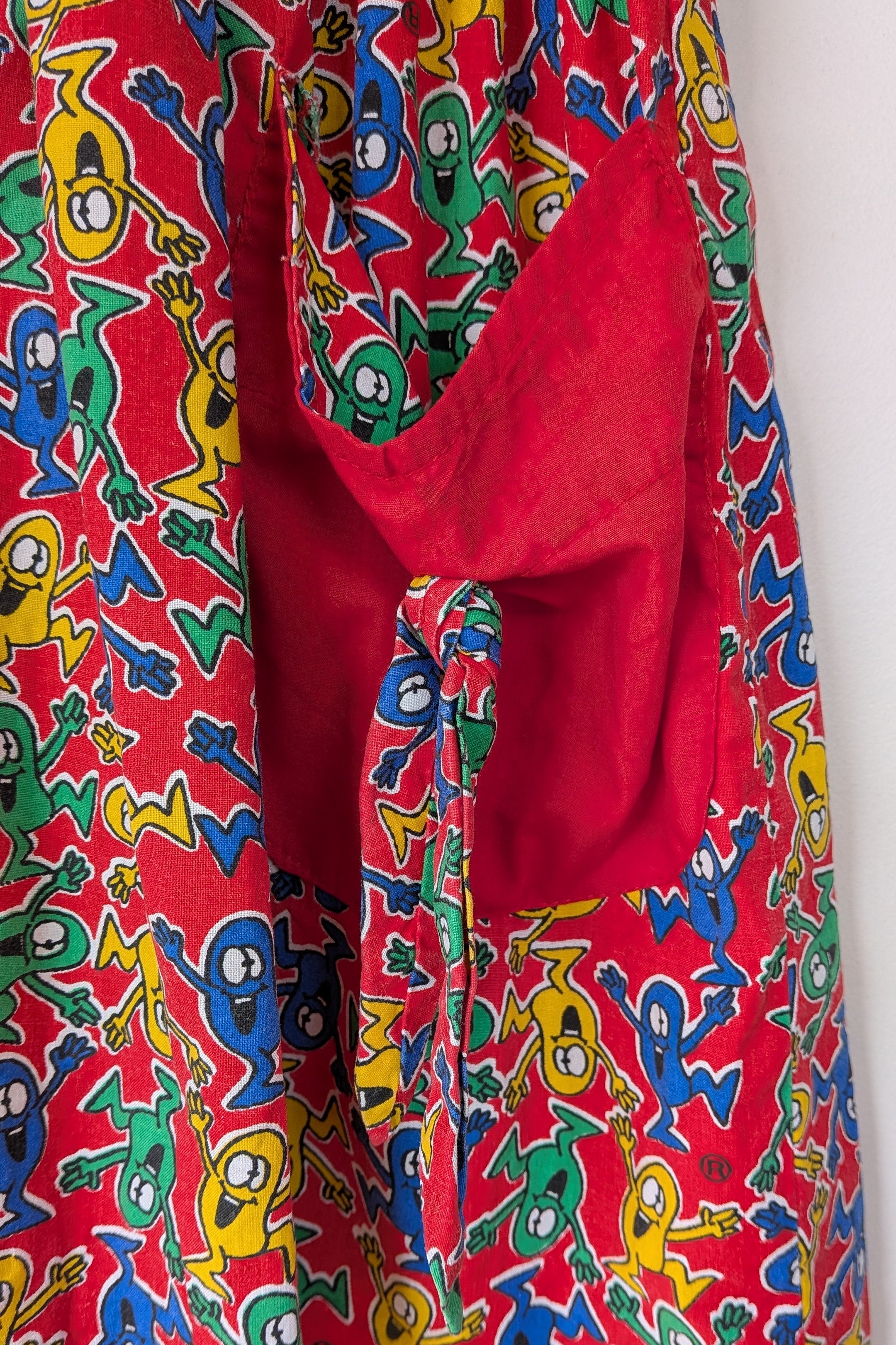Vintage 80s GJ Design Australia Mr. Men Smock Dress Size 6