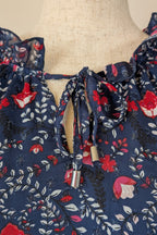 Liz Jordan Designer Collection Frill Trim Lurex Printed Top in Midnight Size 8 BNWT RRP $139.99