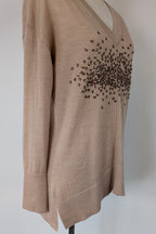 Witchery 100% Merino Wool Champagne Sequin Bead Detail Jumper Size XS