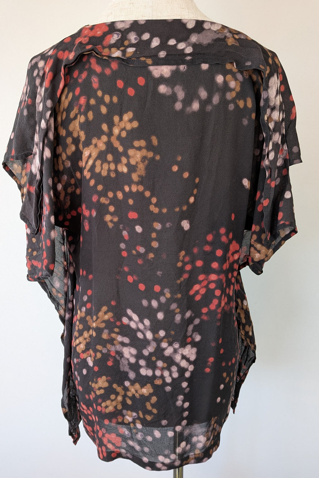 Vintage Y2K Kingan Jones 100% Silk Abstract Dot Top Size 12