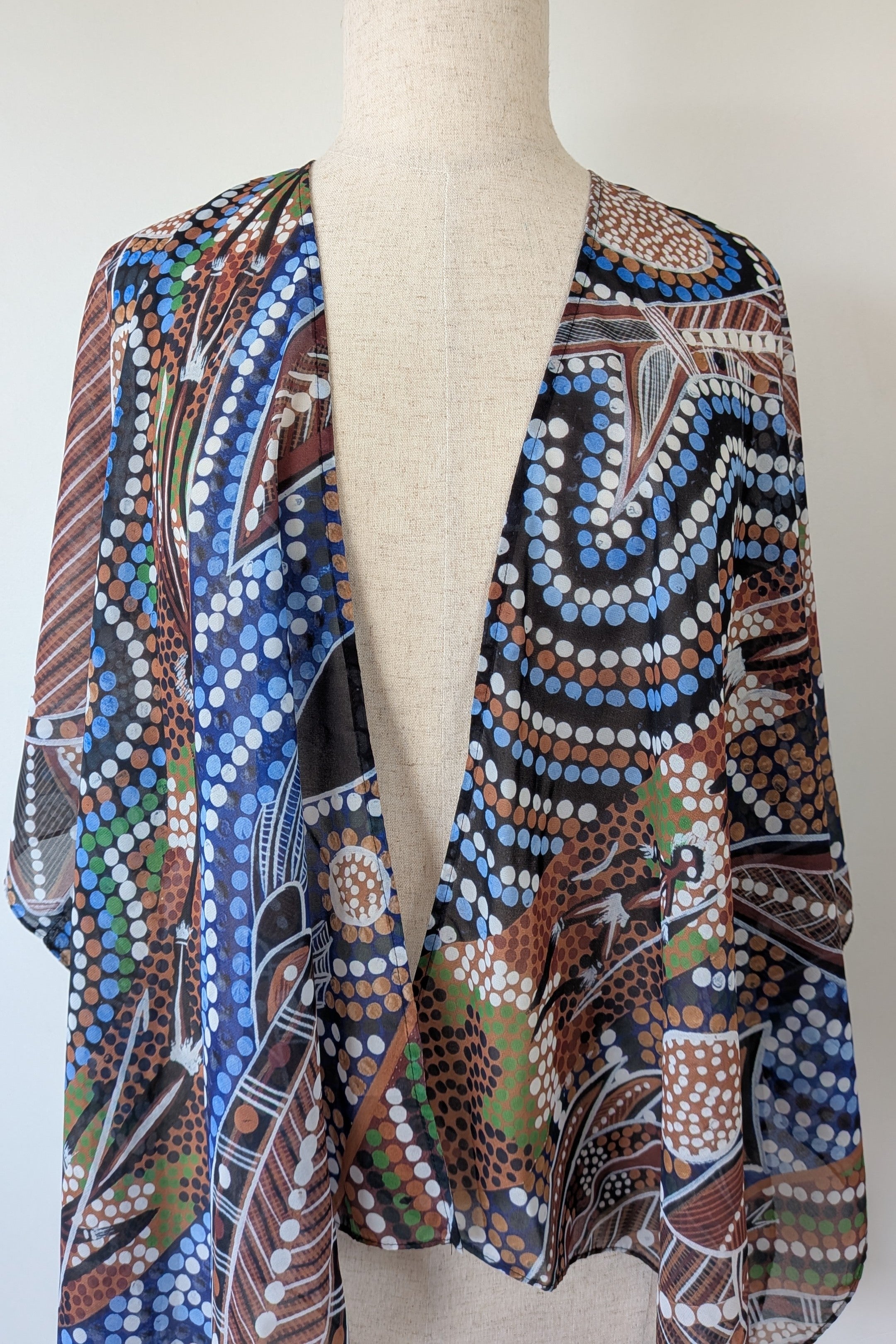 Lore Clothing Co. Aboriginal Art Healing Land Rivers Sea and Ocean Chiffon Shawl One Size Brand New With Tags RRP $64.95