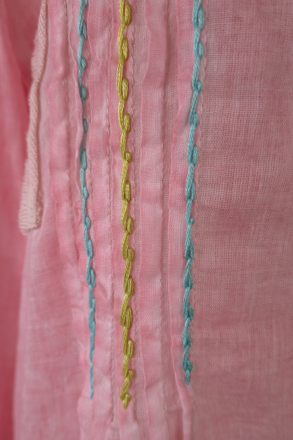 Nemuki Pink Embroidered 100% Cotton Gauze Kurta Tunic Size M