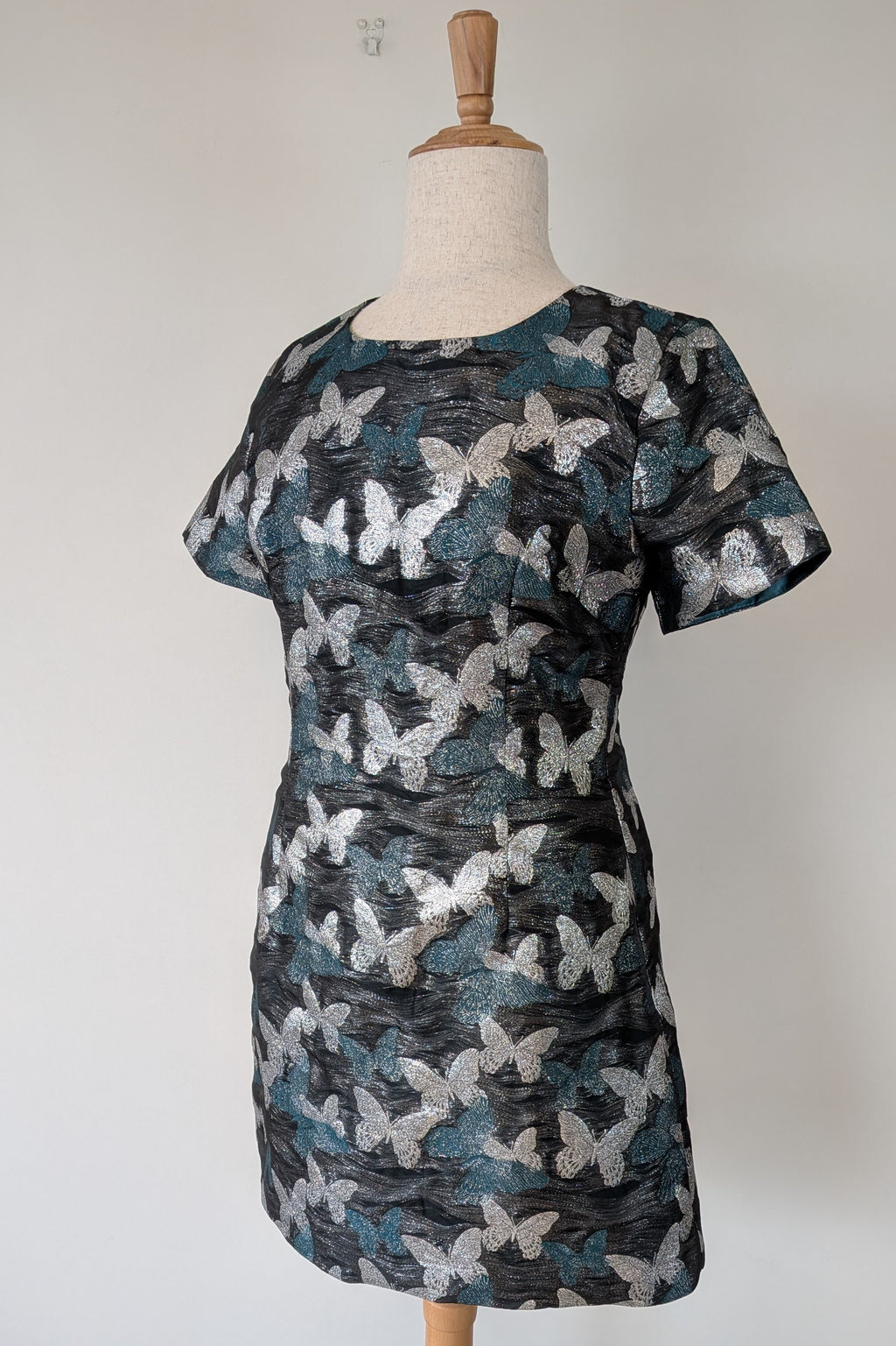 Contony Black Label Metallic Butterfly Sheath Mini Dress Size 14/16