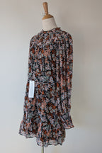 Topshop Floral Print Ruched Mini Dress Sz 14 RRP $80
