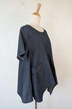 158C Blue Denim Cotton Blend Top in One Size