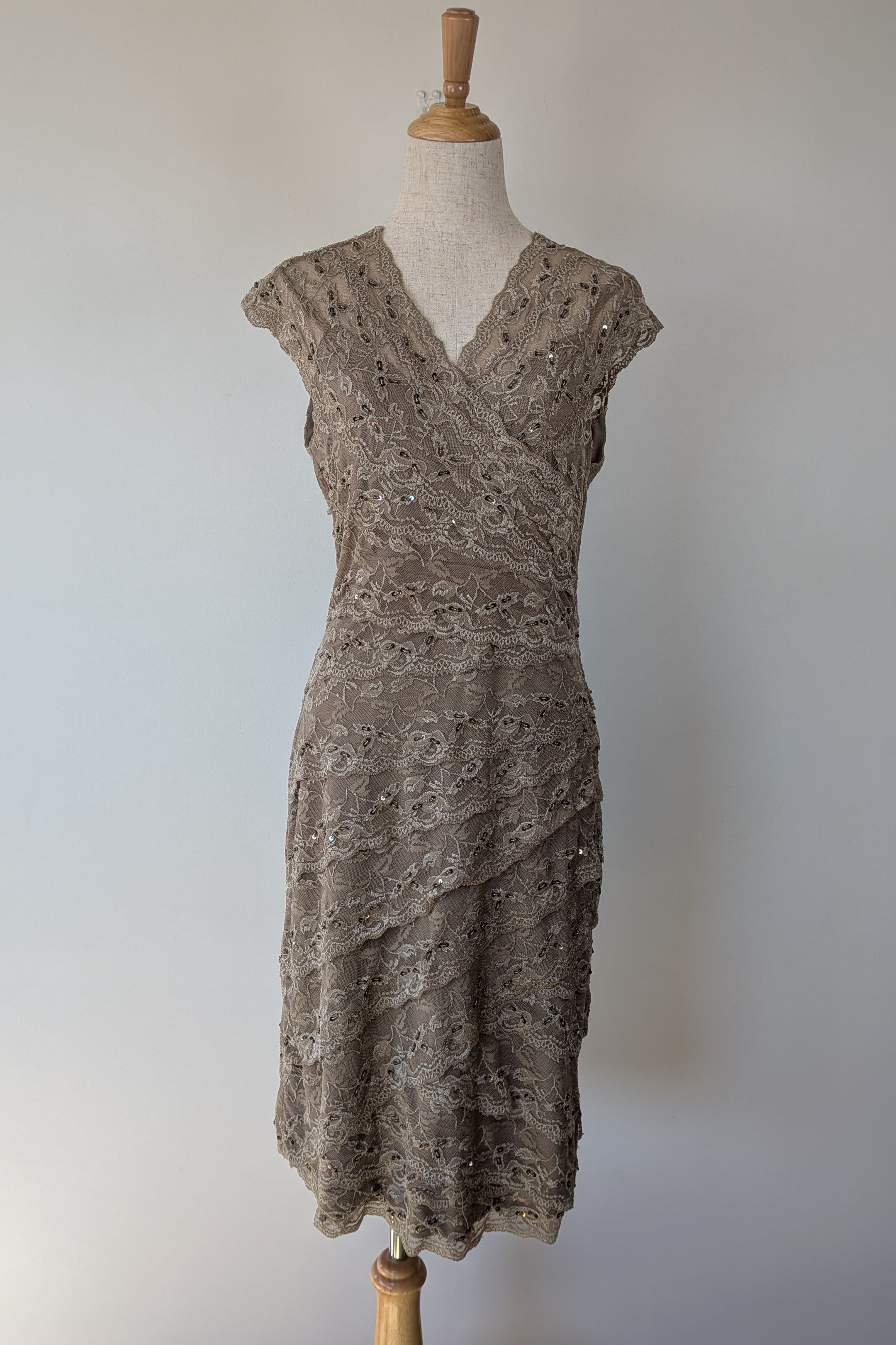Grace Hill Antique Gold Lace Dress Size 12 Brand New With Tags